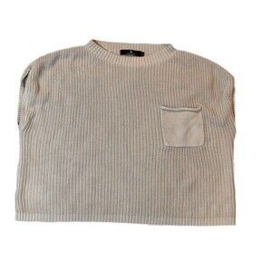 Lillusory Tan Ribbed Knit Cropped Sweater Women’s Large 100% Cotton